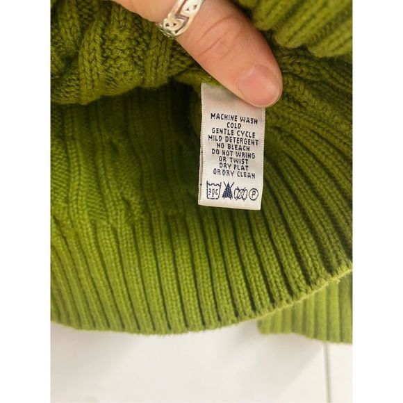 LILLY PULITZER Vintage Lime Green Cable Knit Palm Crewneck Sweater, Sz Small - Picture 4 of 8